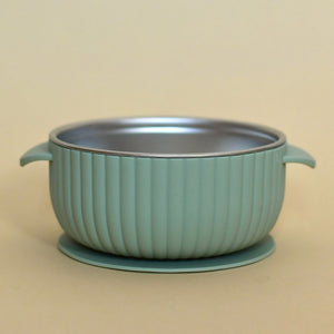 Minika Stainless Steel & Silcone Suction Bowl Sage