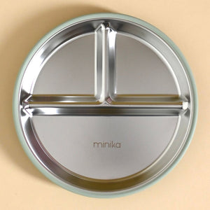 Minika Stainless Steel & Silcone Suction Plate Sage