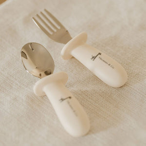 Micasso & Co Stainless Steel & Silicone Suction Spoon and Fork Set