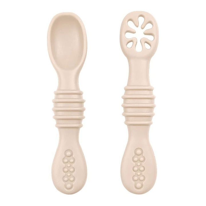 Baby Bliss Self-Feeding Infant Training Silicone Spoons Almond