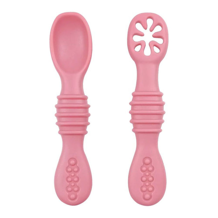 Baby Bliss Self-Feeding Infant Training Silicone Spoons Dusty Rose
