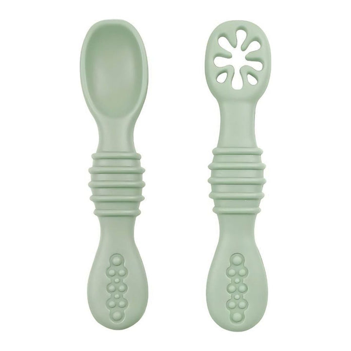Baby Bliss Self-Feeding Infant Training Silicone Spoons Sage