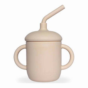 Baby Bliss Spill-Proof Straw Silicone Sippy Cup Almond