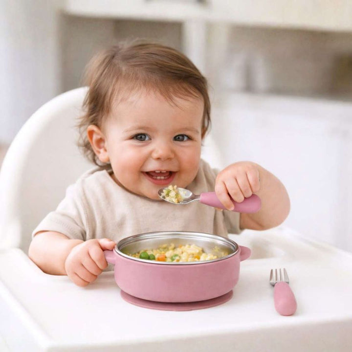 Baby Bliss Stainless Steel & Silicone Fork and Spoon Set