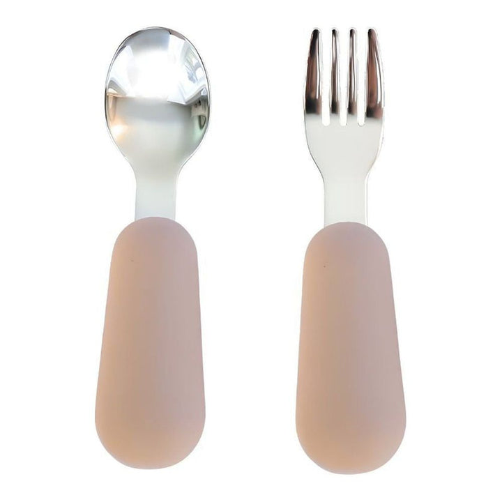 Baby Bliss Stainless Steel & Silicone Fork and Spoon Set Caramel