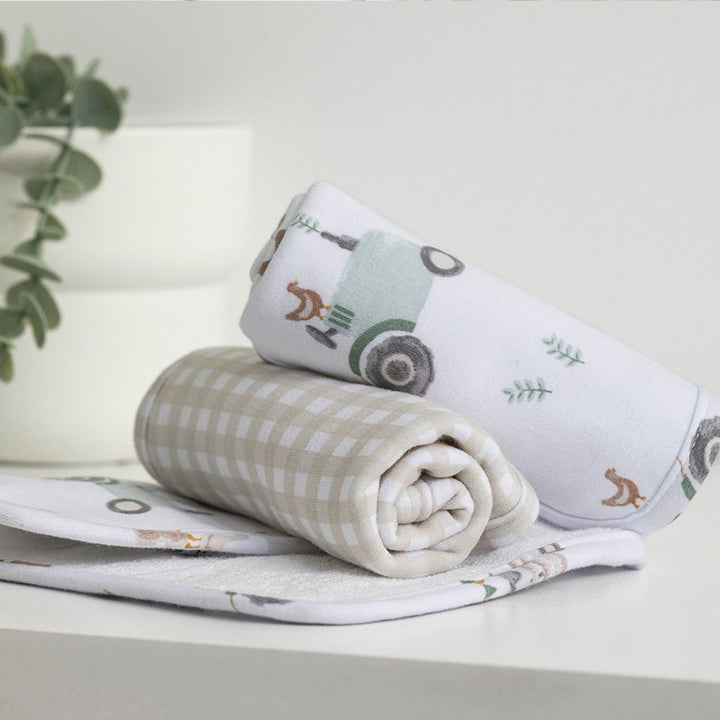 Living Textiles 5-Piece Hooded Towel and Washcloths Gift Set - Tractor Ride