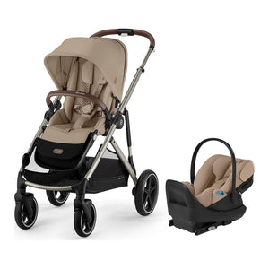 Cybex Gazelle S Stroller + Cloud G Pro Travel System Almond Beige with Taupe Chassis