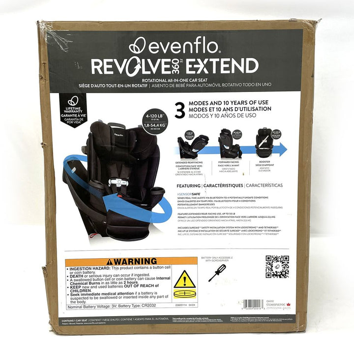 Evenflo GOLD Revolve360 Extend All-in-one Rotational Car Seat with SensorSafe - Onyx Black (Open Box)