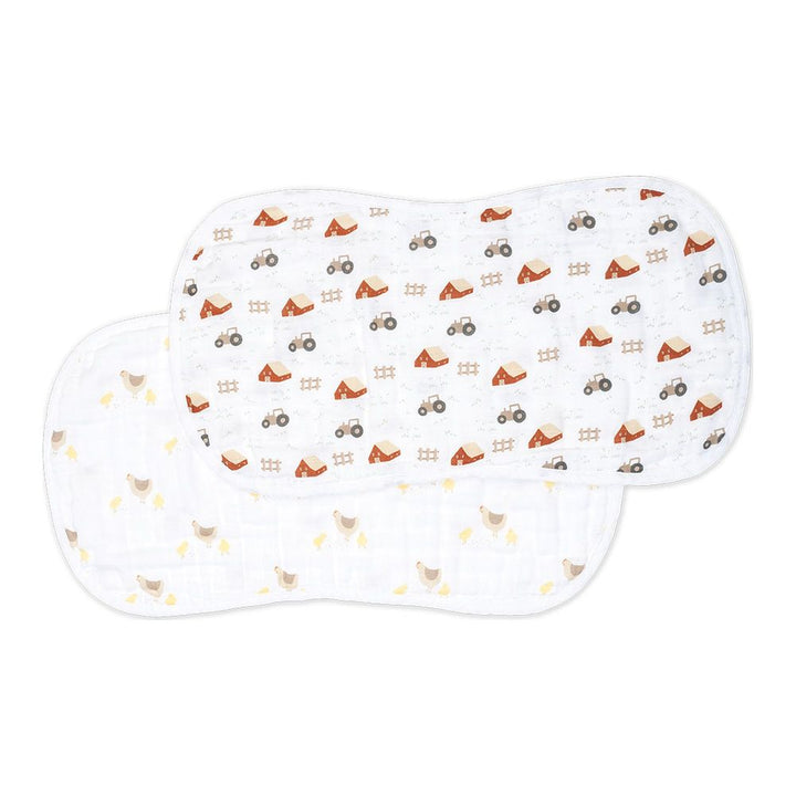 Lulujo 2-Pack Burp Cloths Set Barnyard + Hen and Chicks