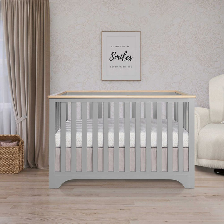 Evolur Vienna 5-in-1 Convertible Crib With Changer + FREE Kidicomfort Arrow 2-in-1 Firm Crib and Toddler Mattress