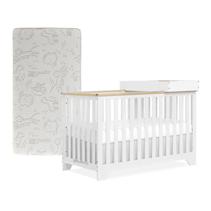Evolur Vienna 5-in-1 Convertible Crib With Changer + FREE Kidicomfort Arrow 2-in-1 Firm Crib and Toddler Mattress