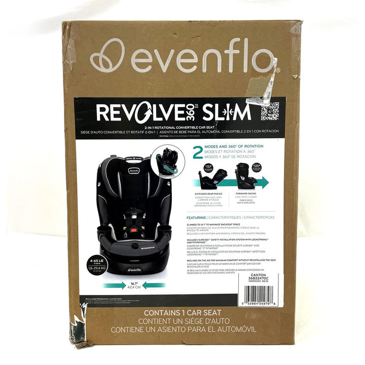 Evenflo Revolve360 Slim 2-In-1 Rotational Convertible Car Seat - Canton Black (Open Box)
