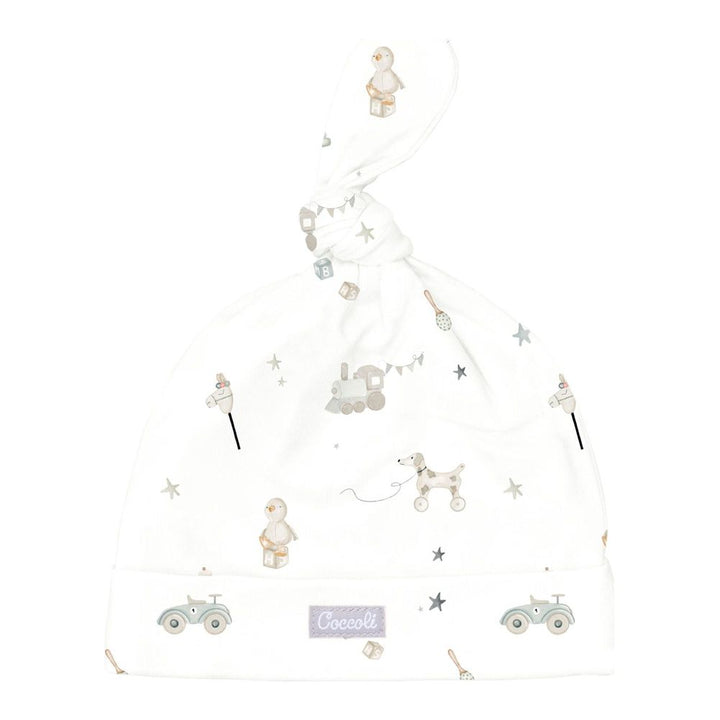 Coccoli Tencel Modal Infant Cap - Toys on Cream Newborn