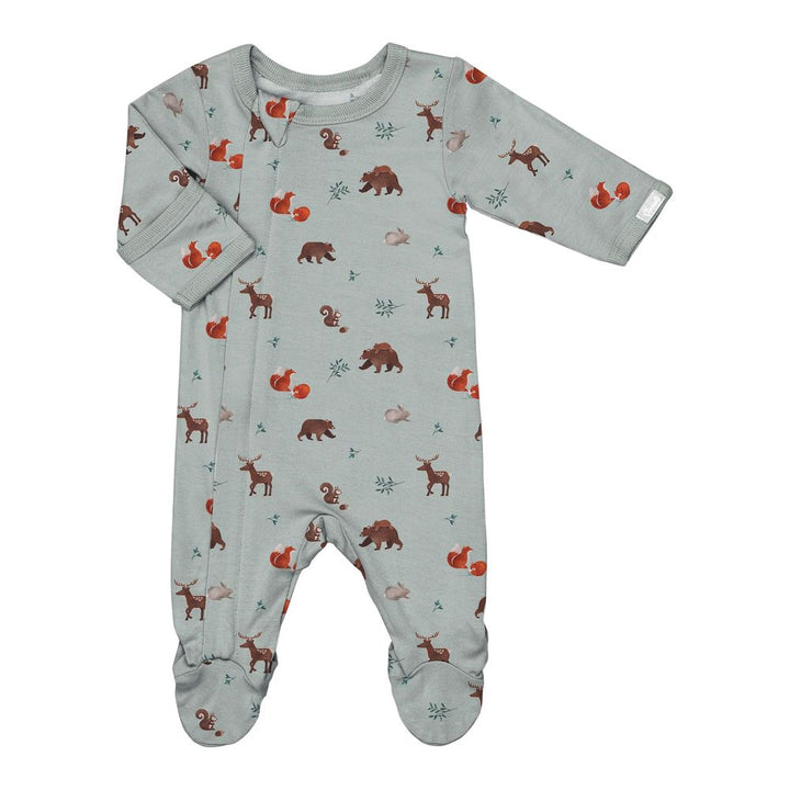 Coccoli Modal Zippered Footie Sleeper - Animals on Mercury Newborn