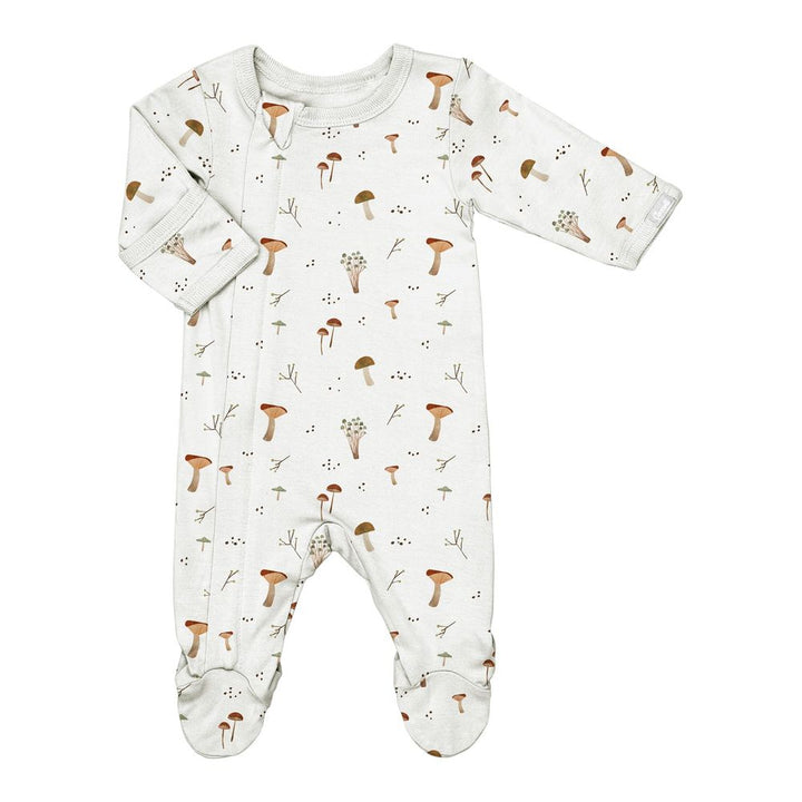 Coccoli Modal Zippered Footie Sleeper - Mushrooms on Cream Newborn