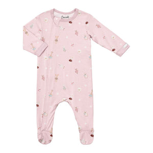 Coccoli Modal Zippered Footie Sleeper - Plush on Light Pink 1 Month