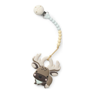 LouLou Lollipop OneC Silicone Pacifier Clip Teether Set - Moose