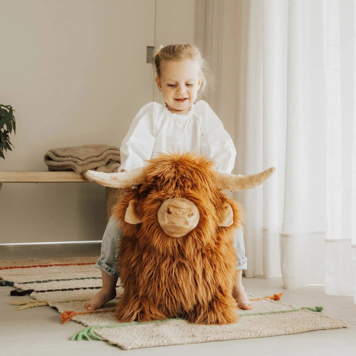 Wild & Soft Soft Bouncy Inflatable Animal Plush Toy - Highland Cow