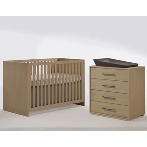 TULIP Contempo Collection Island Crib and 4-Drawer Dresser Set - Scandinavian Oak (Floor Model) Default Title
