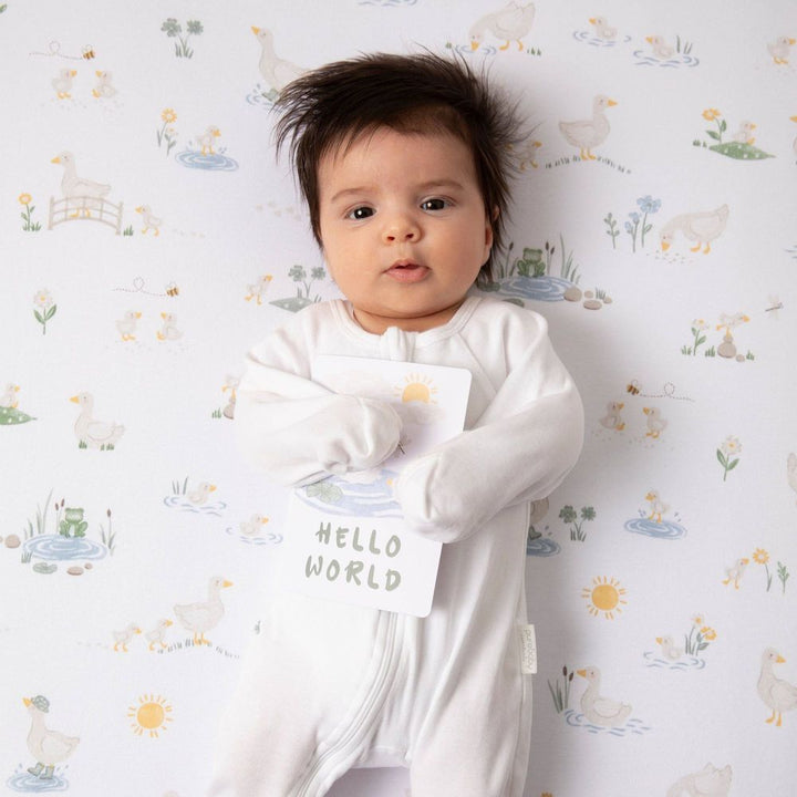 Living Textiles Cotton Jersey Fitted Crib Sheet - Goosey Goosey