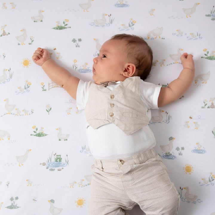 Living Textiles Cotton Jersey Fitted Crib Sheet - Goosey Goosey