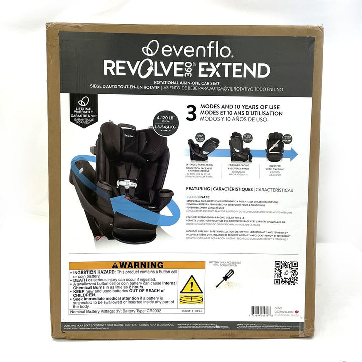 Evenflo GOLD Revolve360 Extend All-in-one Rotational Car Seat with SensorSafe - Onyx Black (Open Box)