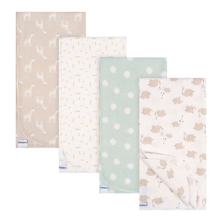 Gerber 4-Pack Flannel Receiving Blankets - Safari Default Title