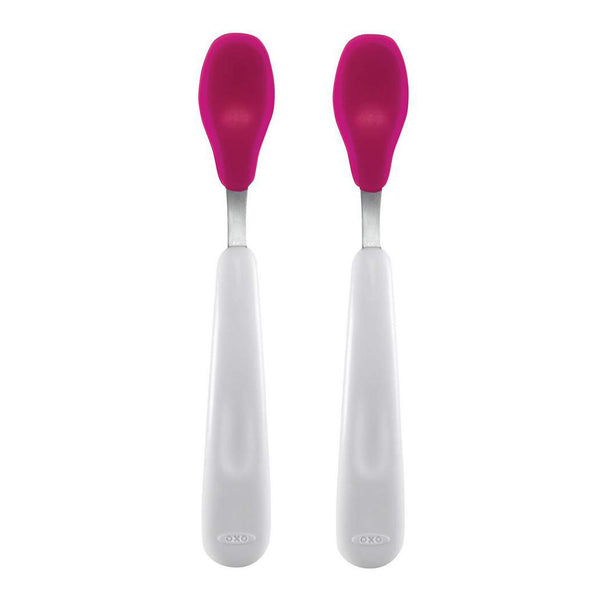 OXO Tot Soft Silicone Feeding Spoons 2-Piece Set - Pink