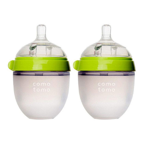 Comotomo Silicone 5 Ounce Baby Bottle 2 Pack - Green