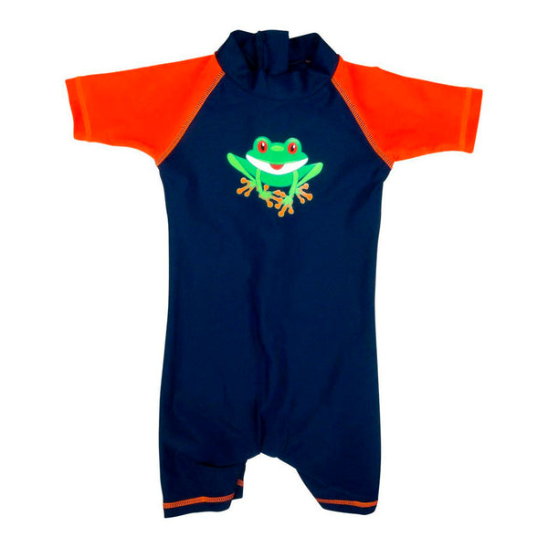 Baby Banz Short Sleeved One-Piece Boys Swimsuit - Frog (6 Months, 8kg)