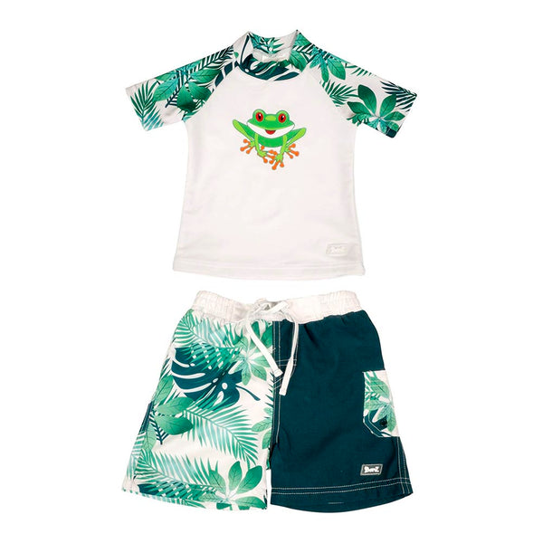 Baby Banz Short Sleeved Two-Piece Boys Swimsuit - Frog (6 Months, 8kg)