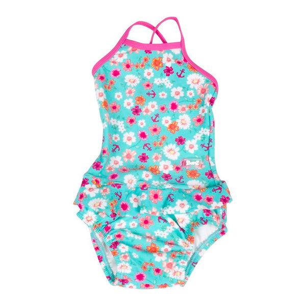 Baby Banz Tankini One-Piece Girls Swimsuit - Floral (24 Months, 12kg and up)