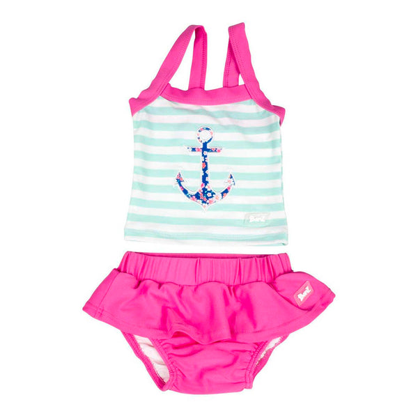Baby Banz Tankini Two-Piece Girls Swimsuit - Anchor (24 Months, 12kg and up)