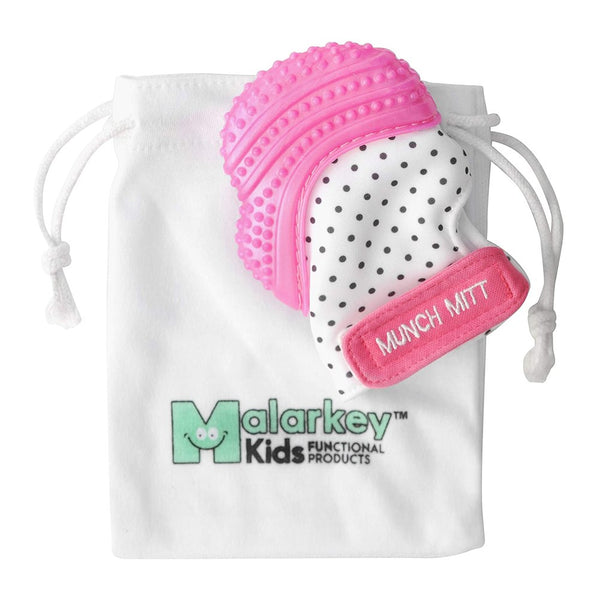 Malarkey Kids Munch Mitt Teething Mitt - Pink Polka Dots