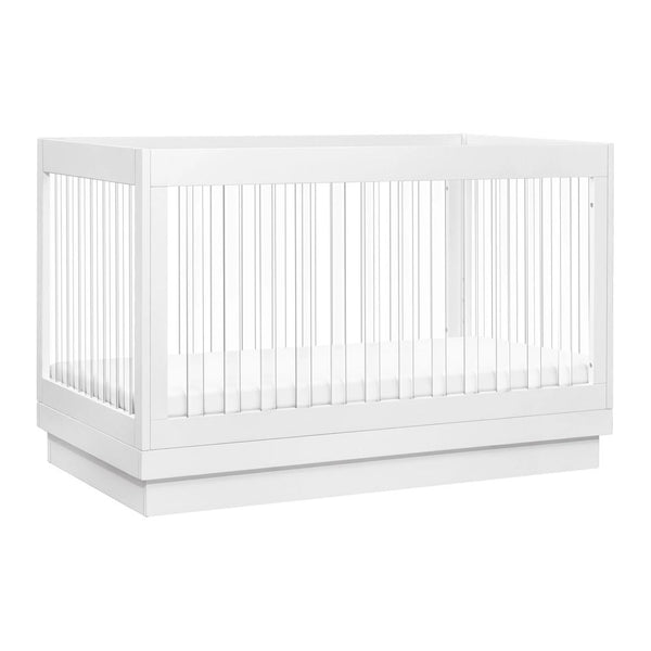 Babyletto Harlow Acrylic 3-in-1 Convertible Crib with Toddler Bed Conversion Kit - White