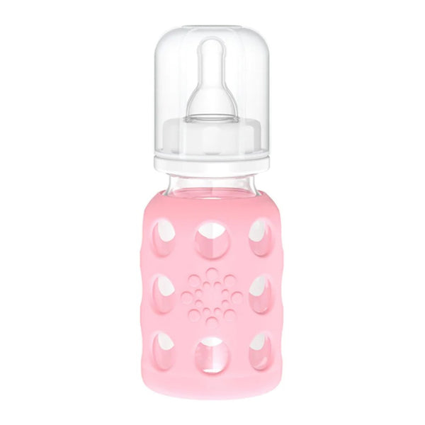 Lifefactory Glass Baby Bottle with Silicone Sleeve - Pink (4 oz)