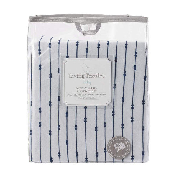 Living Textiles Baby Jersey Fitted Sheet - Navy Beads