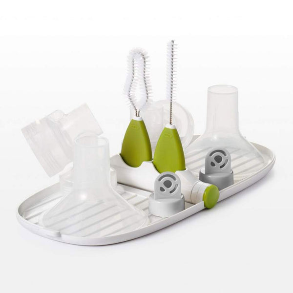 OXO Tot Breast Pump Parts Drying Rack with Detail Brushes - Green