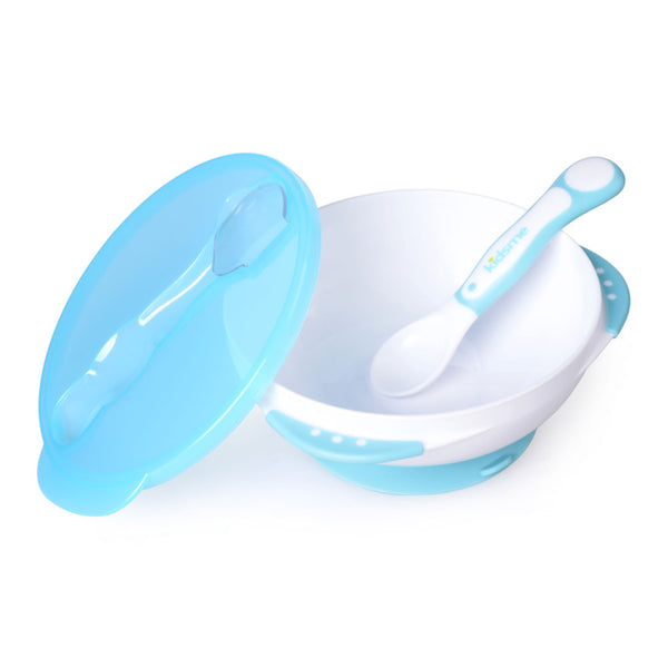 Kidsme Suction Bowl With Ideal Temperature Spoon - Aquamarine