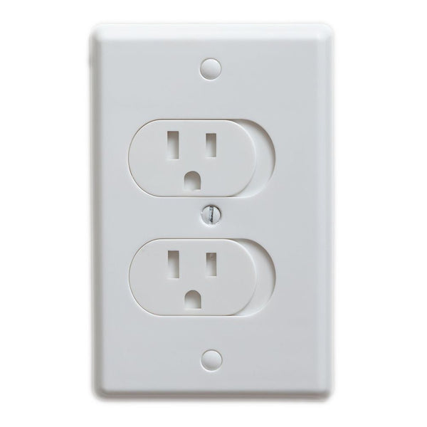 Qdos Universal Outlet Cover - White SelfClosing 3 Pack