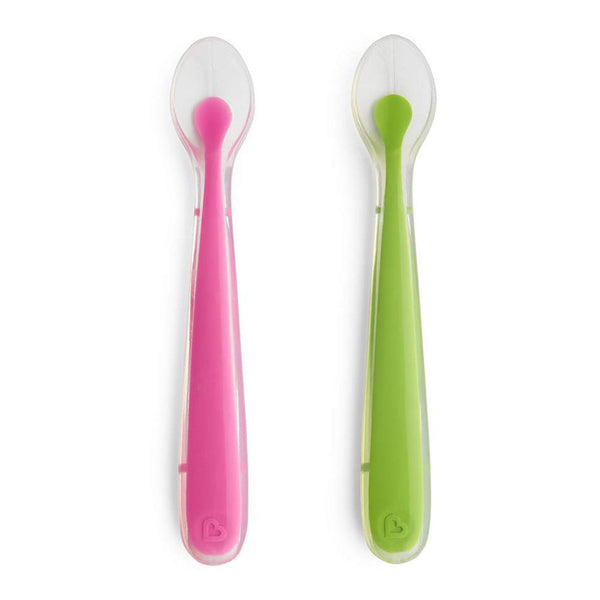 Munchkin 2-Pack Gentle Silicone Spoons - Green/Pink