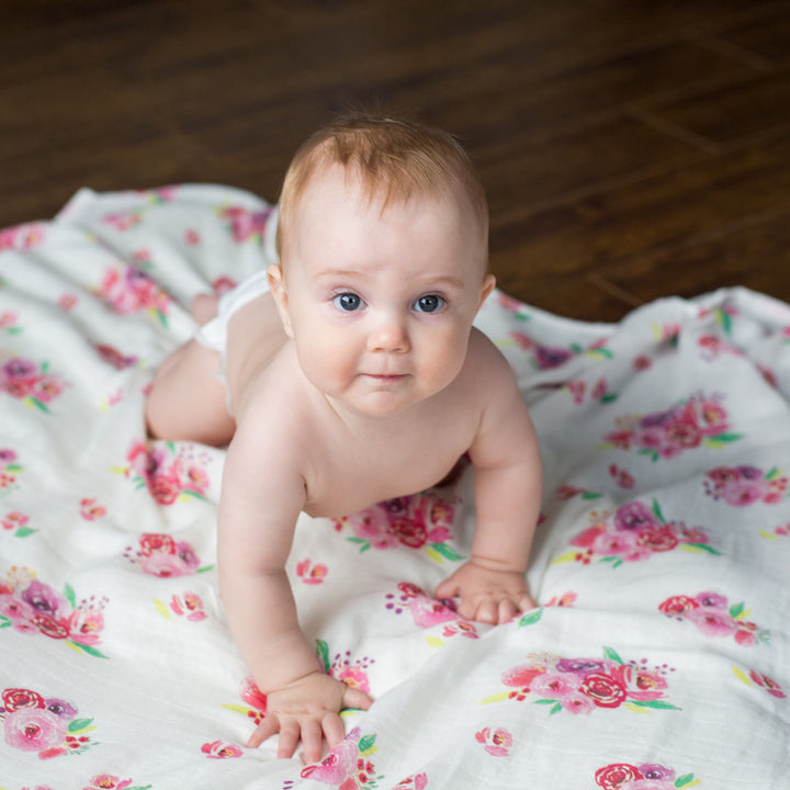 Lulujo Baby Bamboo Muslin Swaddle - Posies