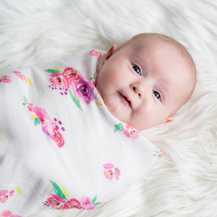 Lulujo Baby Bamboo Muslin Swaddle - Posies