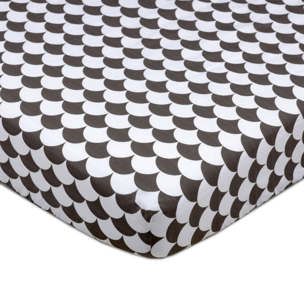 Lolli Living Kayden Collection Fitted Crib Sheet - Black Scallops