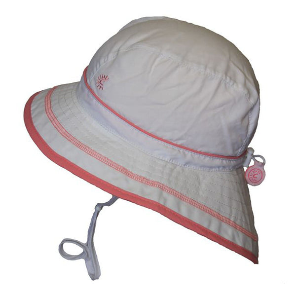 Calikids Quick Dry Girls Bucket Beach Hat (UV 50+) - White (S)