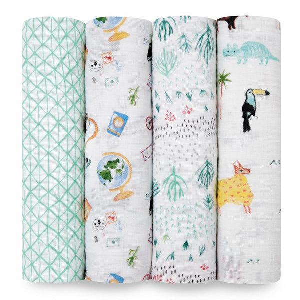 Aden + Anais Classic 4-Pack Muslin Swaddles - Around the World