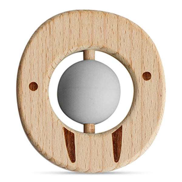 Little Rawr Wood with Silicone Ball Roller Teether - Scandi Walrus