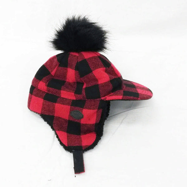 Calikids Plaid Wool Blend Winter Hat - Red (Medium, 12-18 Months)