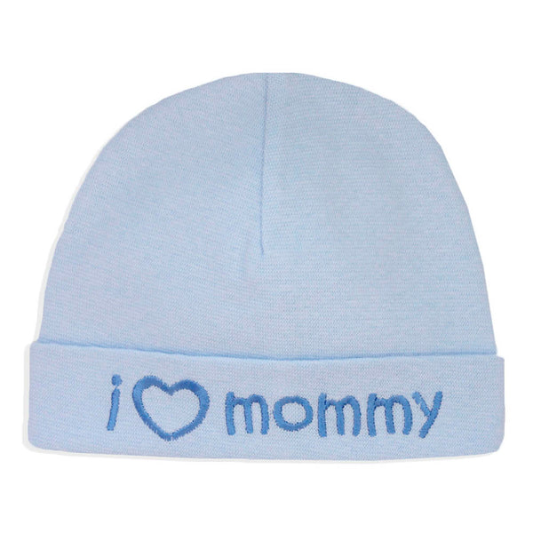 Itty Bitty Baby Embroidered Hat - I love Mommy Blue (Preterm)