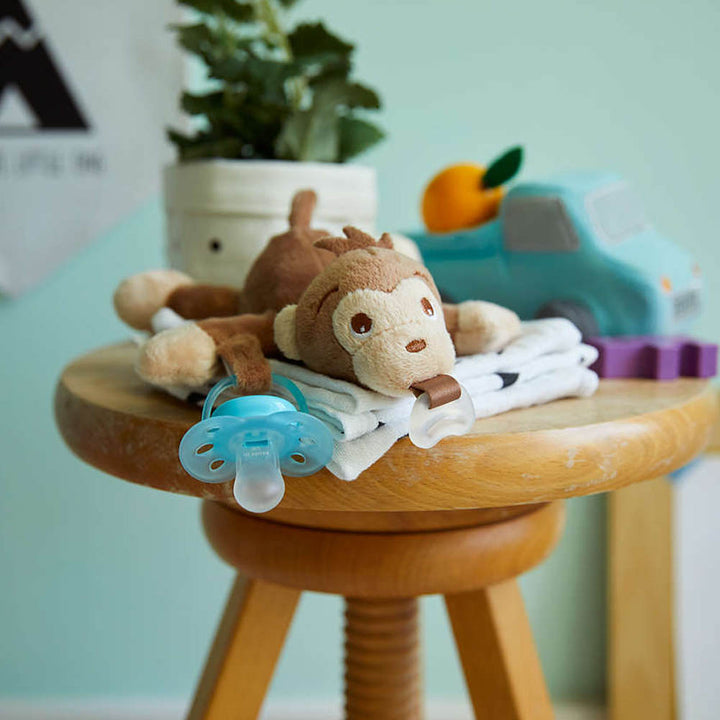 Avent Ultra Soft Snuggle Plush Toy with Ultra Soft Pacifier - Monkey (0+ Months)